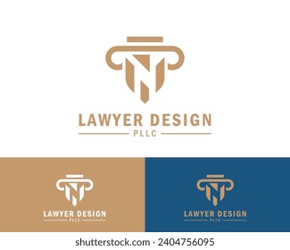 lawyer logo creative law firm design concept letter N