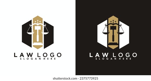 lawyer logo design with creative concept premium vector