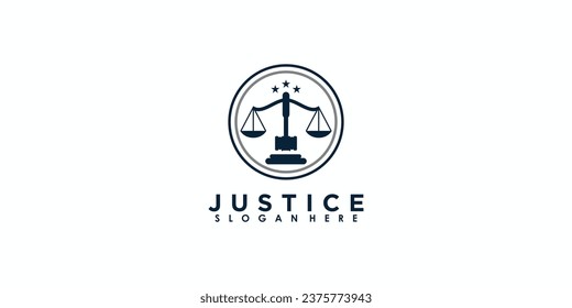 lawyer logo design with creative concept premium vector