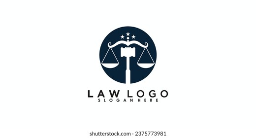 lawyer logo design with creative concept premium vector