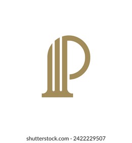 Design-Element des Anwaltslogos Vektorgrafik-Idee mit kreativem Buchstaben-P-Konzept