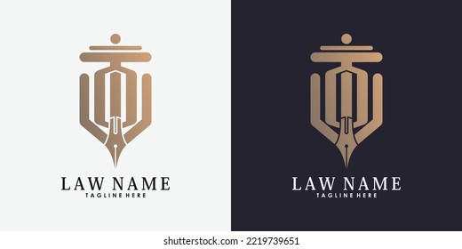 lawyer logo design with letter o creative concept premium vector