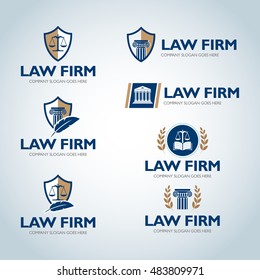 Lawyer logo design templates. Law office logo set. The judge, Law firm logo templates, lawyer set of vintage labels collection. Vector logotypes.