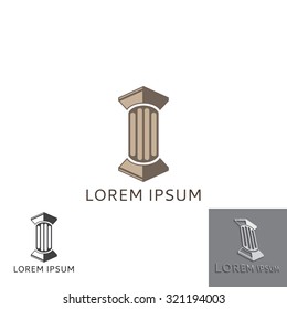 Lawyer logo in the form of greece column. Vector illustration.