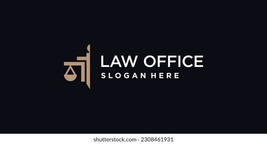 Lawyer logo idea with creative element concept style