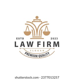 Lawyer Logo, Law Court Simple Design, Legal Scales Template Illustration Vector