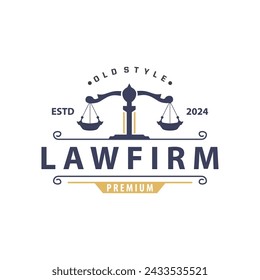 Lawyer Logo, Law Court Simple Design, Legal Scales Template Illustration Vector