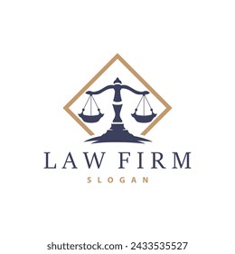 Lawyer Logo, Law Court Simple Design, Legal Scales Template Illustration Vector