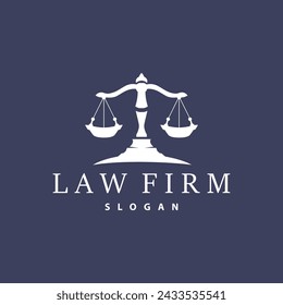 Lawyer Logo, Law Court Simple Design, Legal Scales Template Illustration Vector