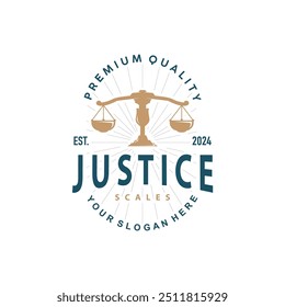 Lawyer Logo, Law Court Simple Design, Legal Scales Template Illustration Vector