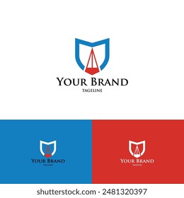 Lawyer Logo M with shield and scales symbol