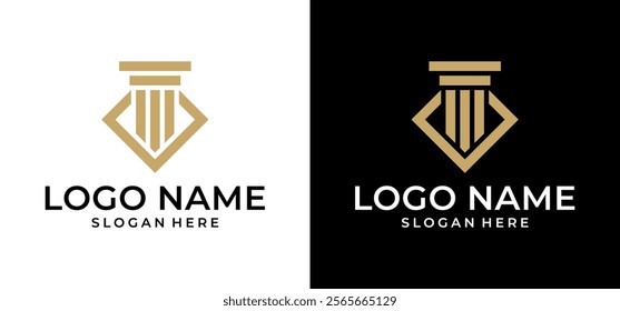 Lawyer logo with Premium Vector creative element style. Vector illustration of law and law firm logo design.