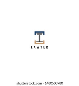 lawyer logo with a shape like a pillar and like a court and a suitable color to make this logo design. unique, attractive, modern.