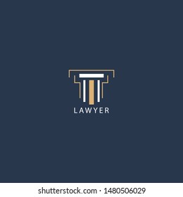 lawyer logo with a shape like a pillar and like a court and a suitable color to make this logo design. unique, attractive, modern.