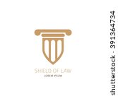 Lawyer logo template. Law office logo in the form of shield with greece column. Vector illustration.