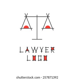 lawyer logotype with abstract scales. concept of judging, law firm, legal company, jurisprudence, legist, verdict. isolated on white background. flat style modern brand design vector illustration