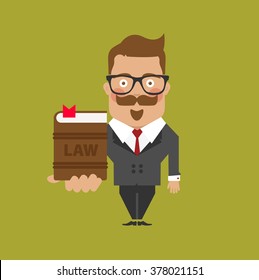 Lawyer man character hold book of law