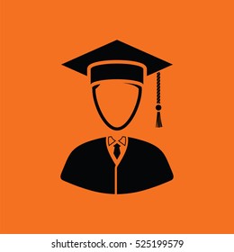 Lawyer man icon. Orange background with black. Vector illustration.