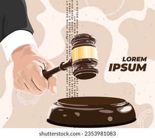 Lawyer office. Judge gavel and law design illustration concept. banner. poster. vector Illustration on EPS 10