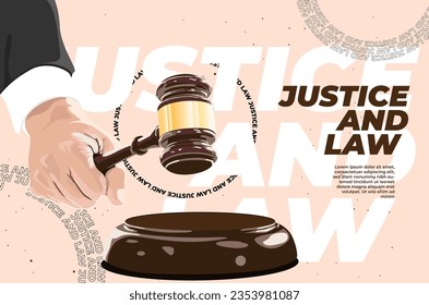 Lawyer office. Judge gavel and law design illustration concept. banner. poster. vector Illustration on EPS 10