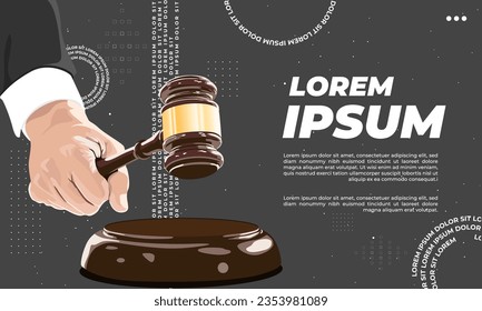 Lawyer office. Judge gavel and law design illustration concept. banner. poster. vector Illustration on EPS 10