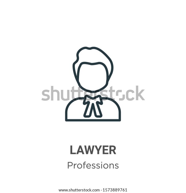Lawyer outline vector icon.\
Thin line black lawyer icon, flat vector simple element\
illustration from editable professions concept isolated on white\
background