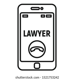 Lawyer phone call icon. Outline lawyer phone call vector icon for web design isolated on white background