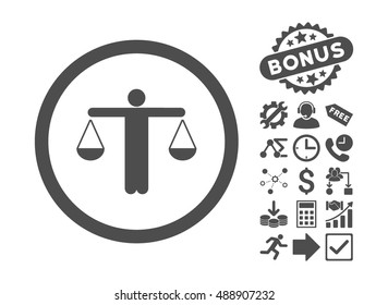 Lawyer pictograph with bonus clip art. Vector illustration style is flat iconic symbols, gray color, white background.