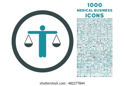 Lawyer rounded vector bicolor icon with 1000 medical business icons. Set style is flat pictograms, soft blue colors, white background.