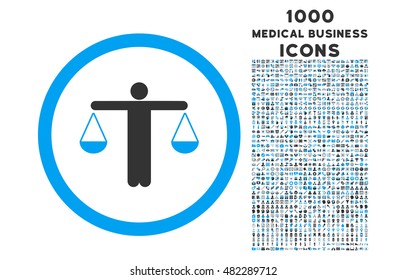 Lawyer rounded vector bicolor icon with 1000 medical business icons. Set style is flat pictograms, blue and gray colors, white background.