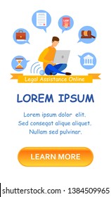 Lawyer School Enrollment Landing Page Template. Jurisprudence Science Faculty, Law and Justice Subjects Smartphone Website. Boy Passing Online Test Character. University, College Application Form Icon