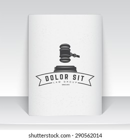 Lawyer services. Law office. The judge, the district attorney, the lawyer of vintage labels. Scales of Justice. Court of law symbol. Typographic labels, logos and badges. Flat vector illustration