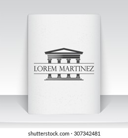 Lawyer services. Law office. The judge, the district attorney, the lawyer of vintage labels. Scales of Justice. Court of law symbol.  Sheet of white paper. Typographic label, sticker, logos and badges