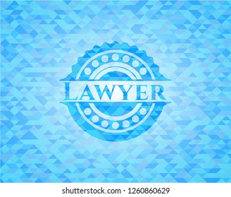 Lawyer sky blue emblem with triangle mosaic background