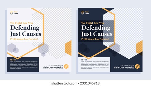 Lawyer social media post, law banner template design.