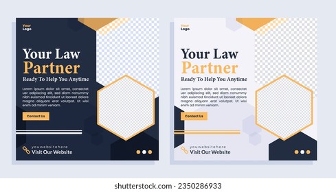 Lawyer social media post, law banner template design.	