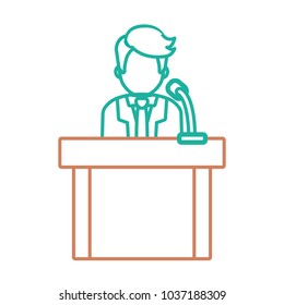 lawyer speaking in court icon  over white background colorful design vector illustration