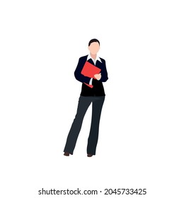 Lawyer in various poses with a red folder. In strict dress illustration