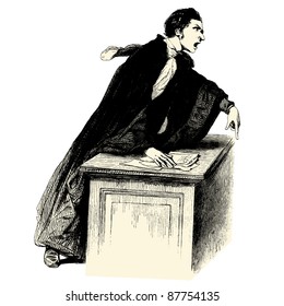 Lawyer - Vintage engraved illustration - "Les Français" by L.Curmer in 1842 France