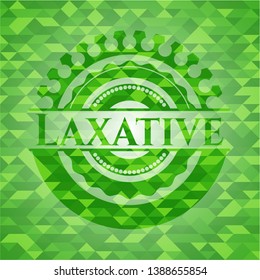 Laxative green emblem with mosaic background. Vector Illustration. Detailed.