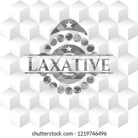 Laxative grey badge with geometric cube white background