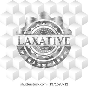 Laxative grey emblem with geometric cube white background
