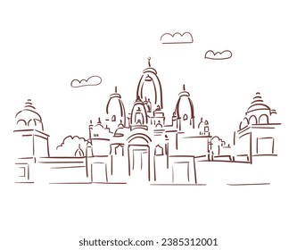 Laxminarayan Mandir Hindu temple  Delhi Temple India religion institution vector sketch city illustration line art sketch simple