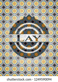 Lay arabic badge background. Arabesque decoration.
