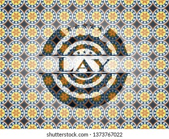 Lay arabic emblem background. Arabesque decoration.