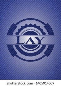 Lay badge with denim texture. Vector Illustration. Detailed.