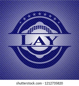 Lay emblem with jean background