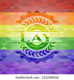 Coloque el emblema sobre el fondo de mosaico con los colores de la bandera LGBT. 