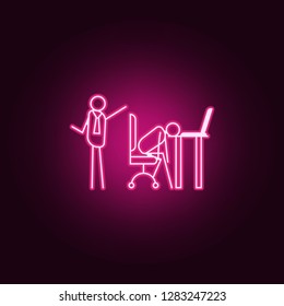 lay off lazy person outline icon. Elements of Lazy in neon style icons. Simple icon for websites, web design, mobile app, info graphics