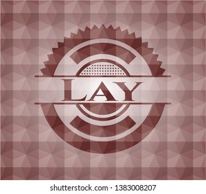 Lay red seamless polygonal badge.